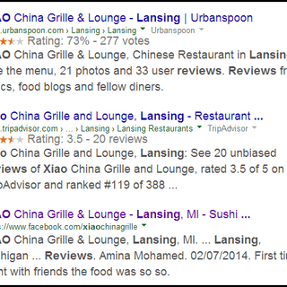 a google search for a restaurant in china.