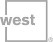 a green and white logo with the words west on it.