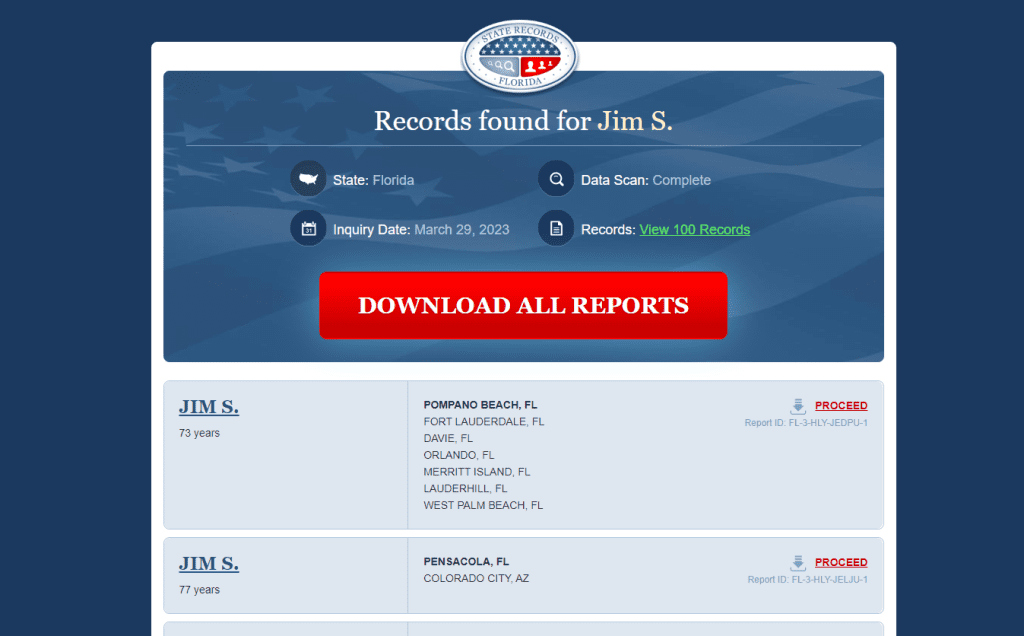 StateRecords search results